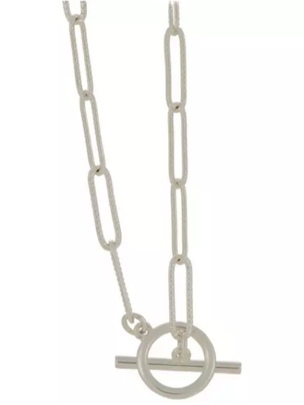 New Metal Gallery Textured Paperclip Chain Necklace - 16